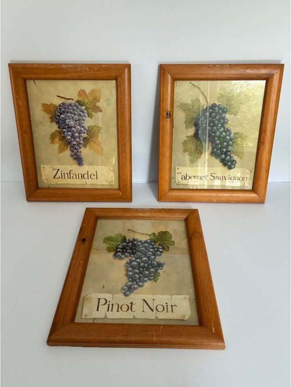 Vintage Cedar Creek Collection Wine Grape Prints Set of 3 Framed Wall Art 12x10